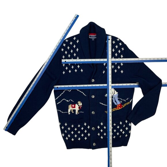 Club Room Mens Novelty Ski Cardigan Sweater L Blue Holiday Christmas Heritage. - Picture 4 of 12